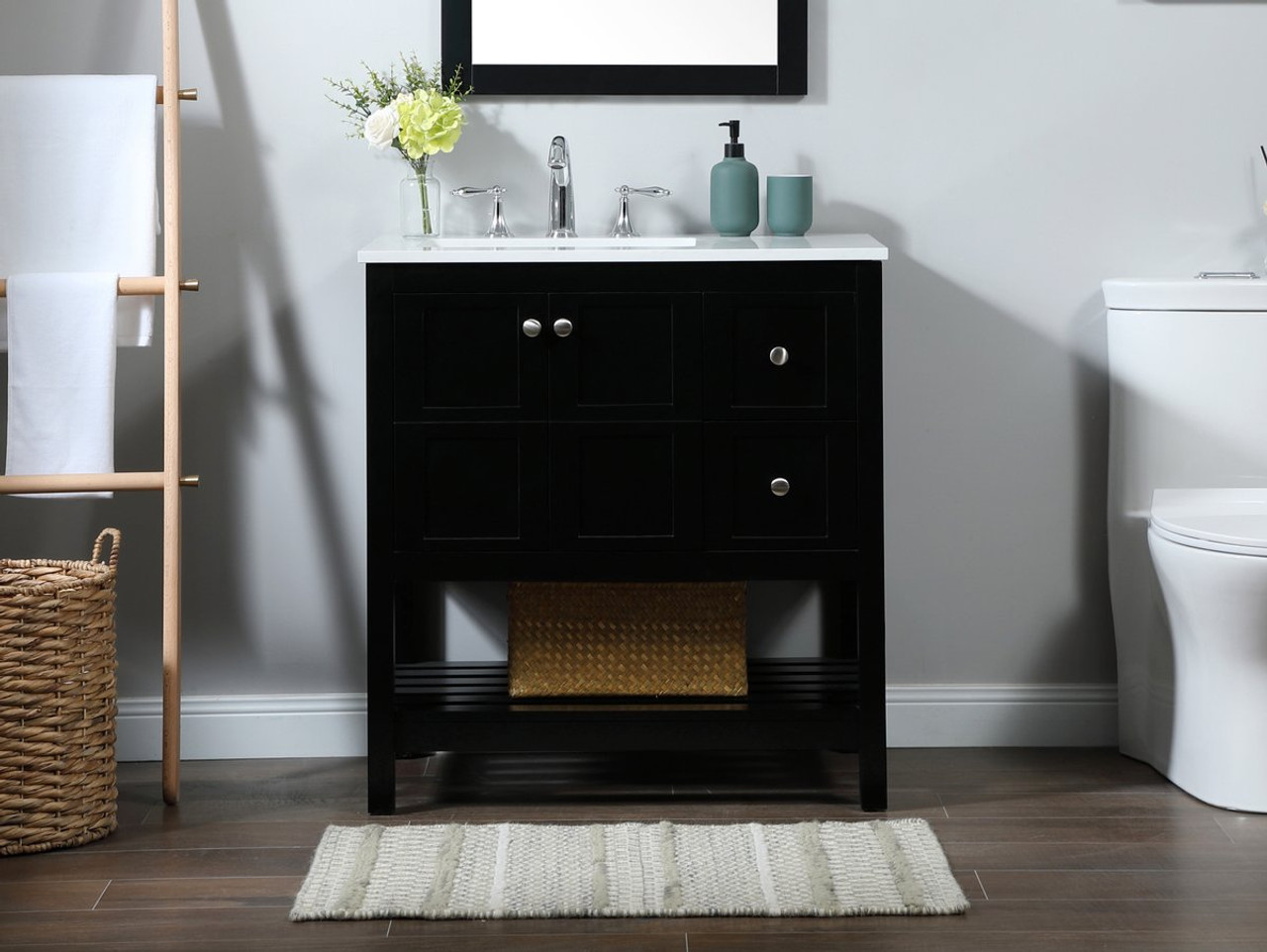 Elegant Decor VF16432BK 32 inch single bathroom vanity in black Elegant Decor VF16432BK 32 inch single bathroom vanity in black