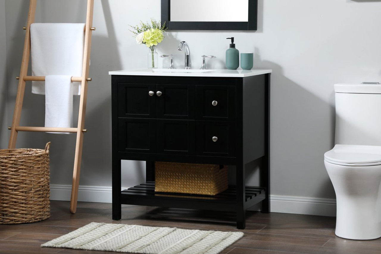 Elegant Decor VF16432BK 32 inch single bathroom vanity in black Elegant Decor VF16432BK 32 inch single bathroom vanity in black