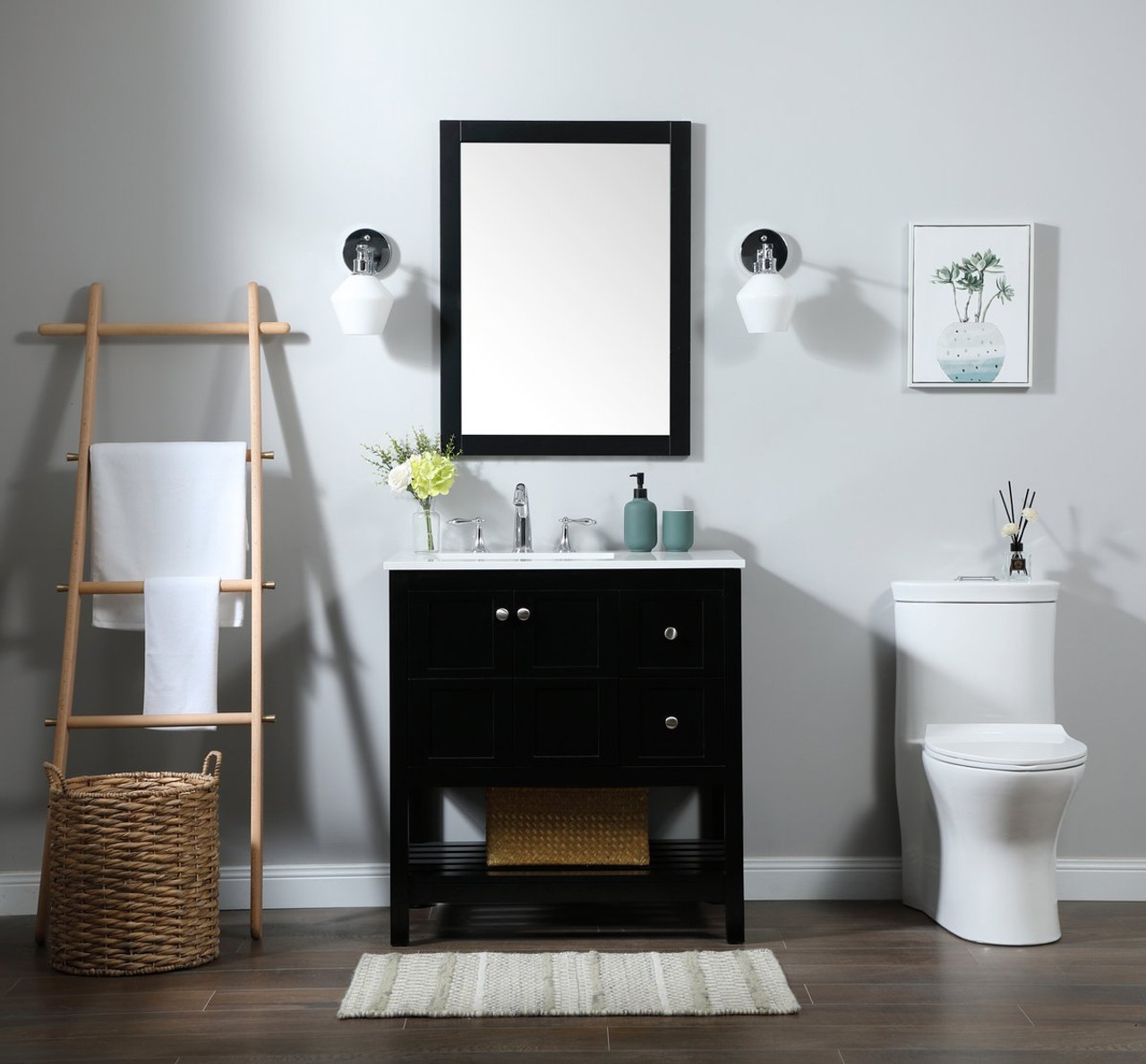 Elegant Decor VF16432BK 32 inch single bathroom vanity in black Elegant Decor VF16432BK 32 inch single bathroom vanity in black