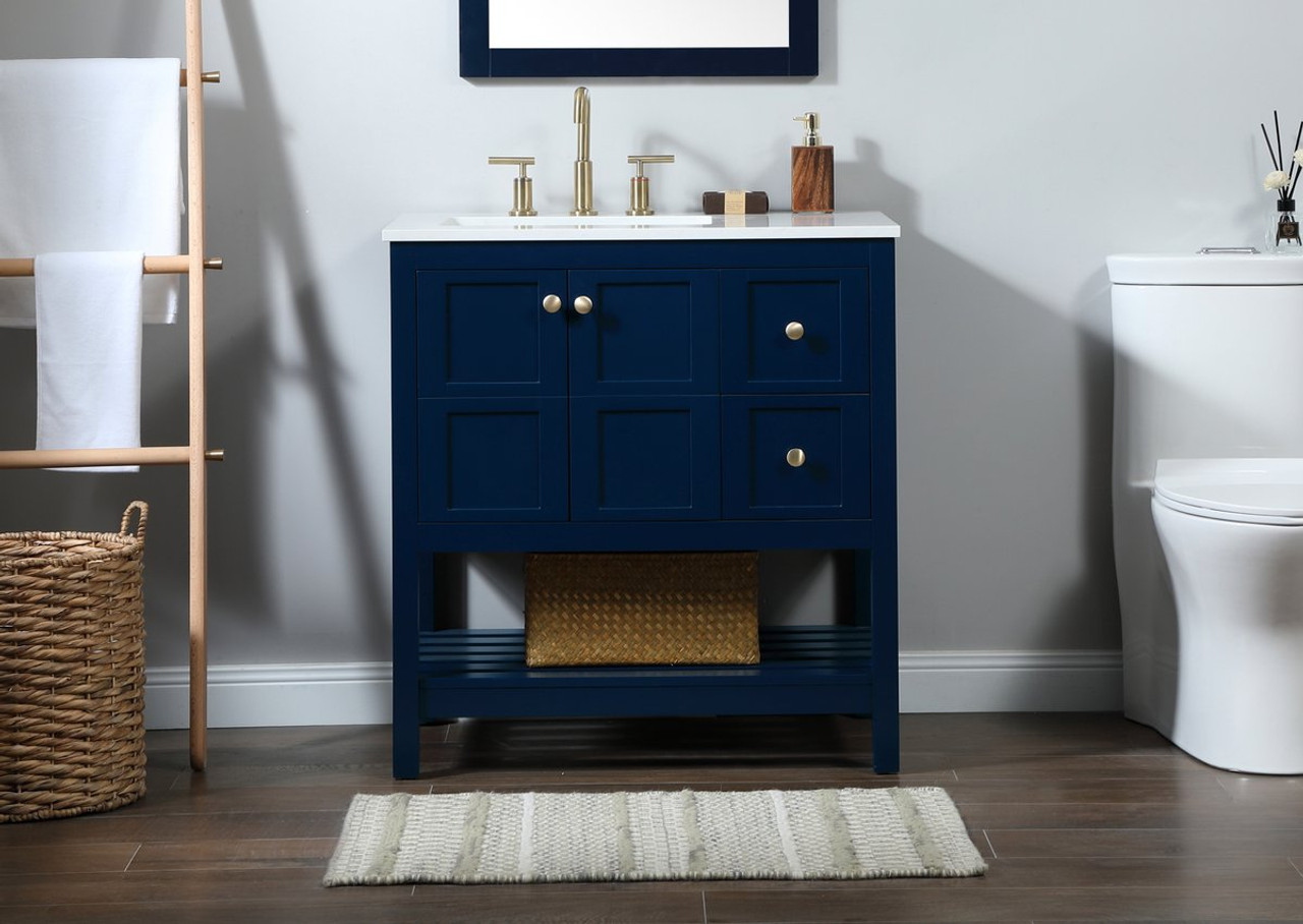 Elegant Decor VF16432BL 32 inch single bathroom vanity in blue Elegant Decor VF16432BL 32 inch single bathroom vanity in blue
