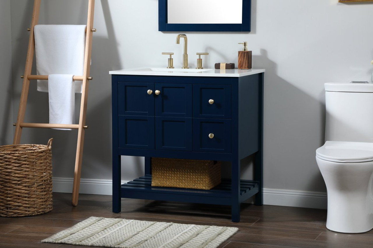 Elegant Decor VF16432BL 32 inch single bathroom vanity in blue Elegant Decor VF16432BL 32 inch single bathroom vanity in blue