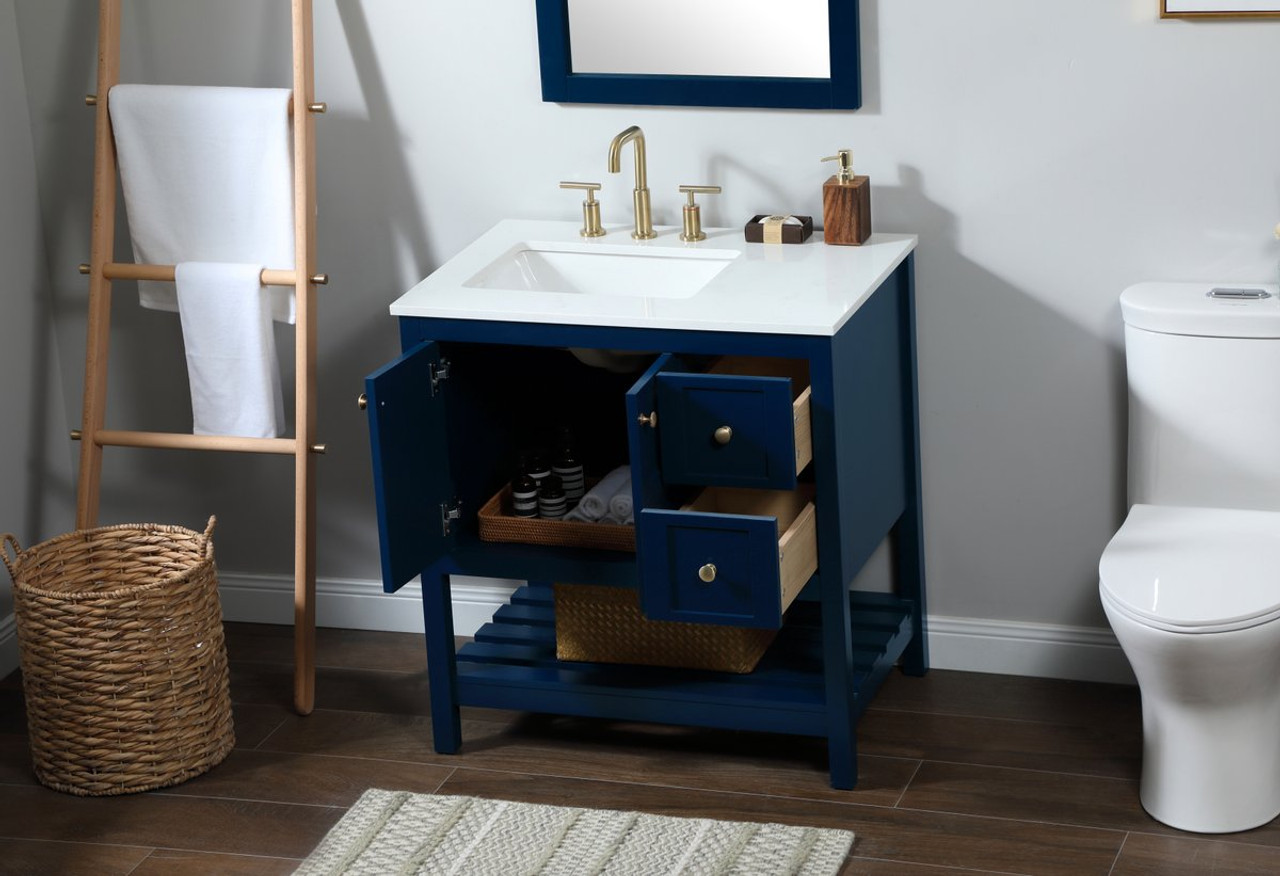 Elegant Decor VF16432BL 32 inch single bathroom vanity in blue Elegant Decor VF16432BL 32 inch single bathroom vanity in blue
