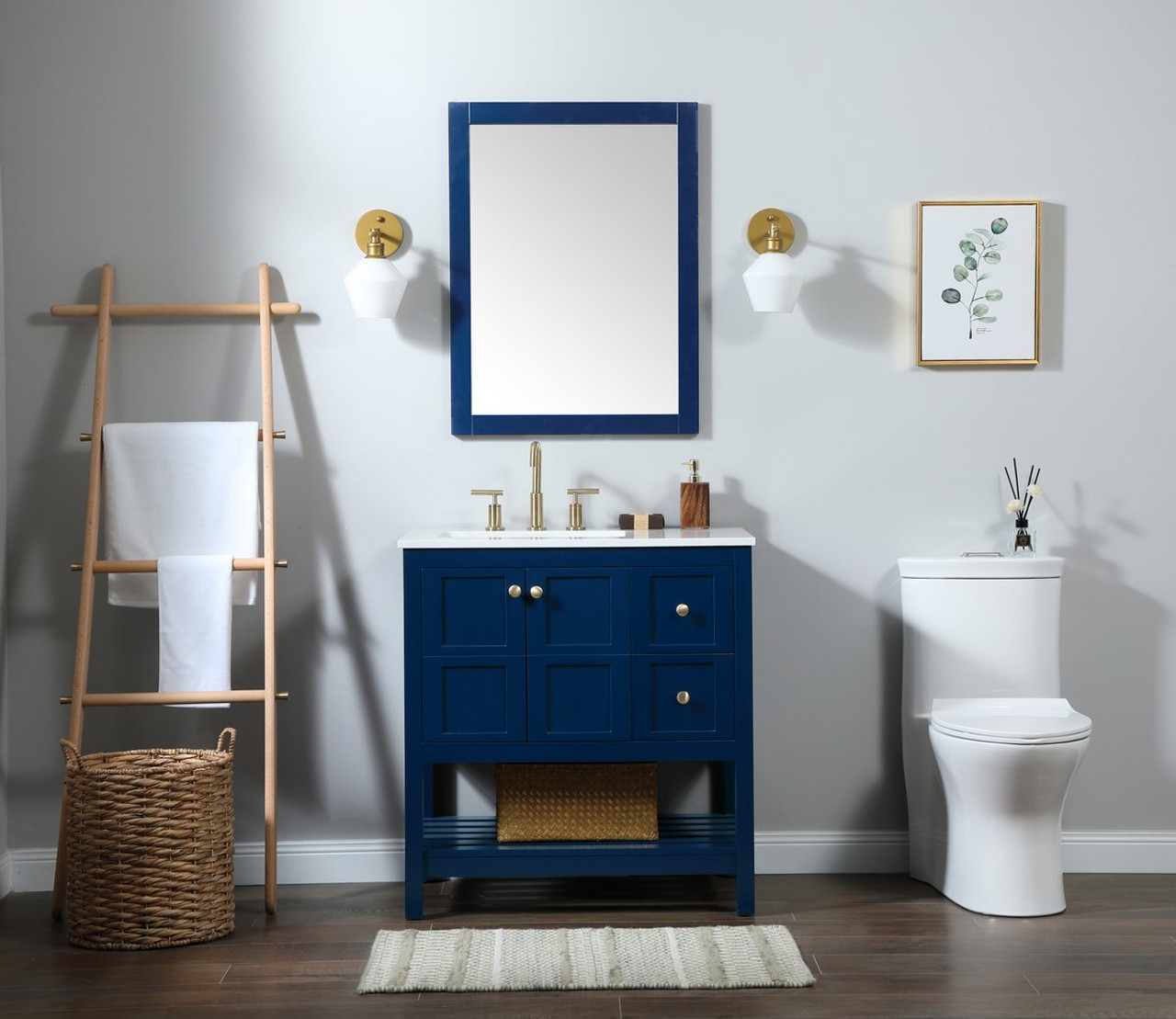 Elegant Decor VF16432BL 32 inch single bathroom vanity in blue Elegant Decor VF16432BL 32 inch single bathroom vanity in blue