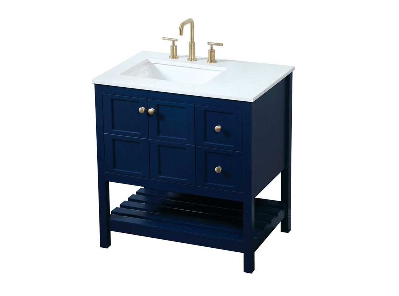 Elegant Decor VF16432BL 32 inch single bathroom vanity in blue Elegant Decor VF16432BL 32 inch single bathroom vanity in blue