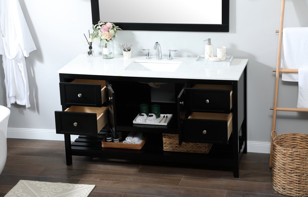 Elegant Decor VF16460BK 60 inch single bathroom vanity in black