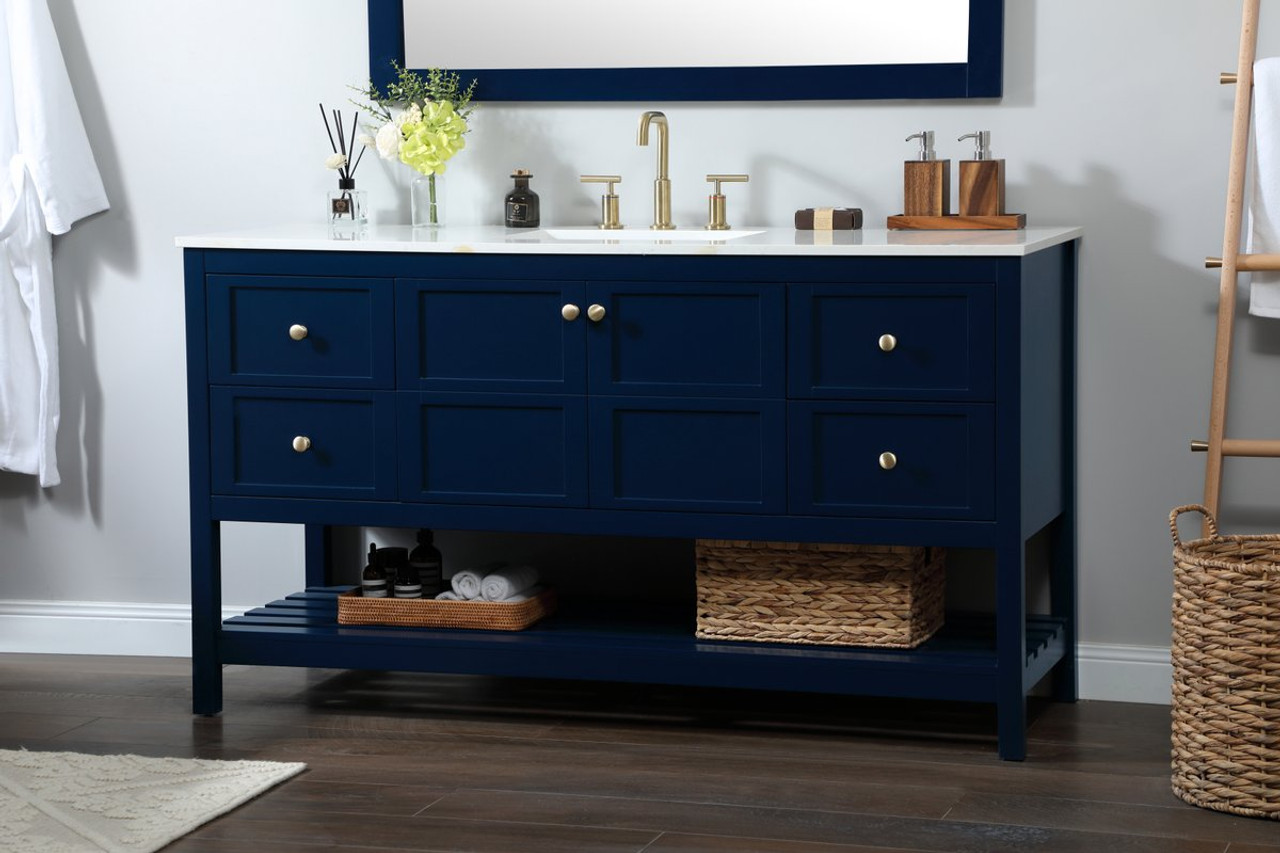 Elegant Decor VF16460BL 60 inch single bathroom vanity in blue