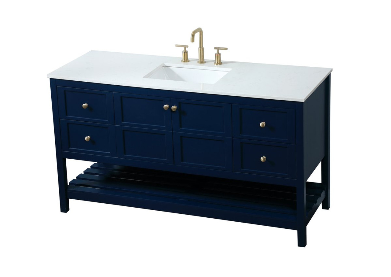 Elegant Decor VF16460BL 60 inch single bathroom vanity in blue