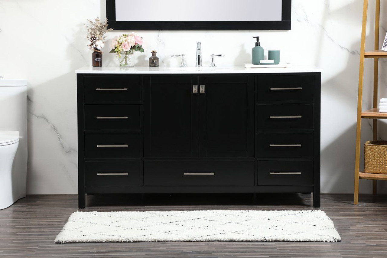 Elegant Decor VF18860BK 60 inch single bathroom vanity in black