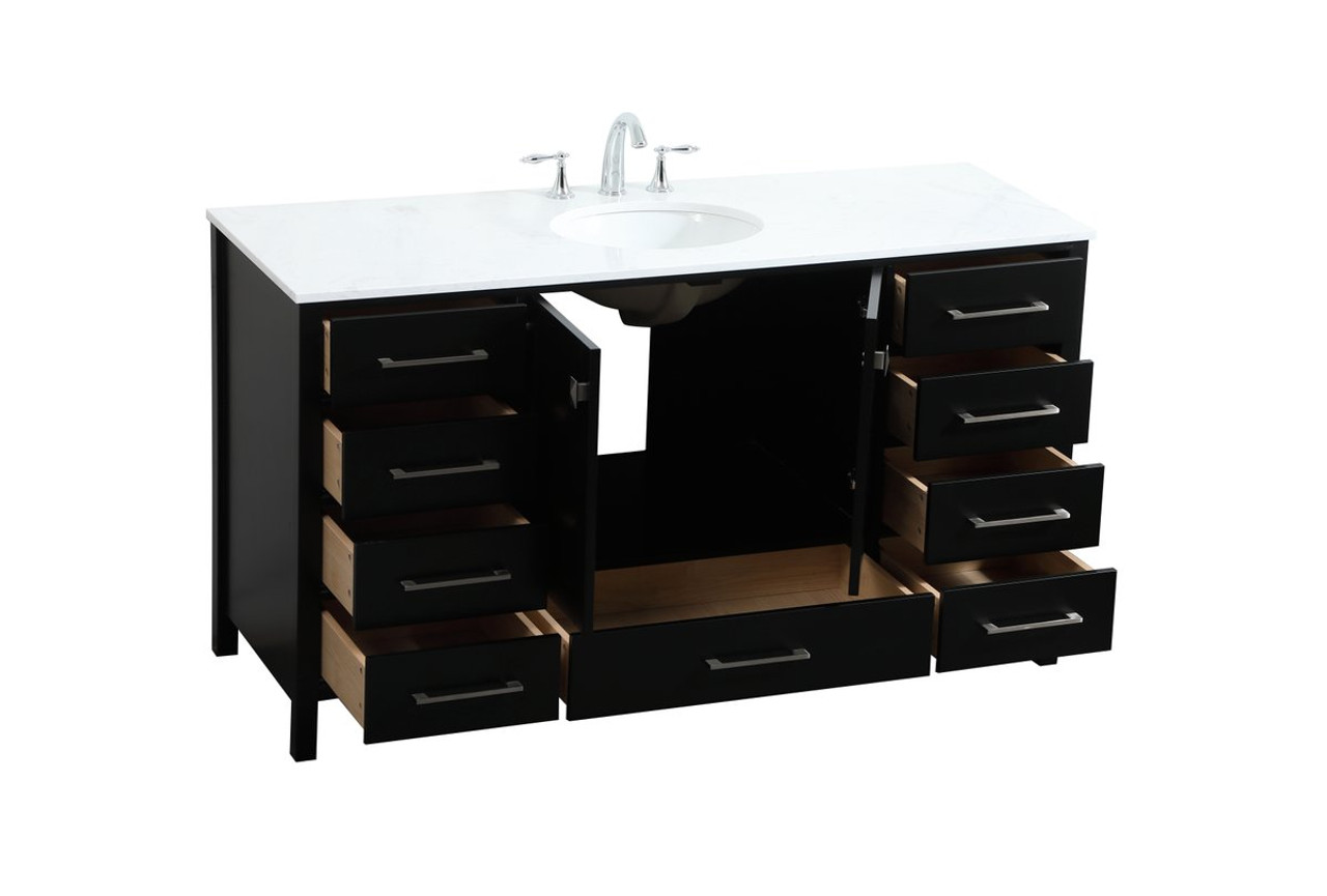 Elegant Decor VF18860BK 60 inch single bathroom vanity in black