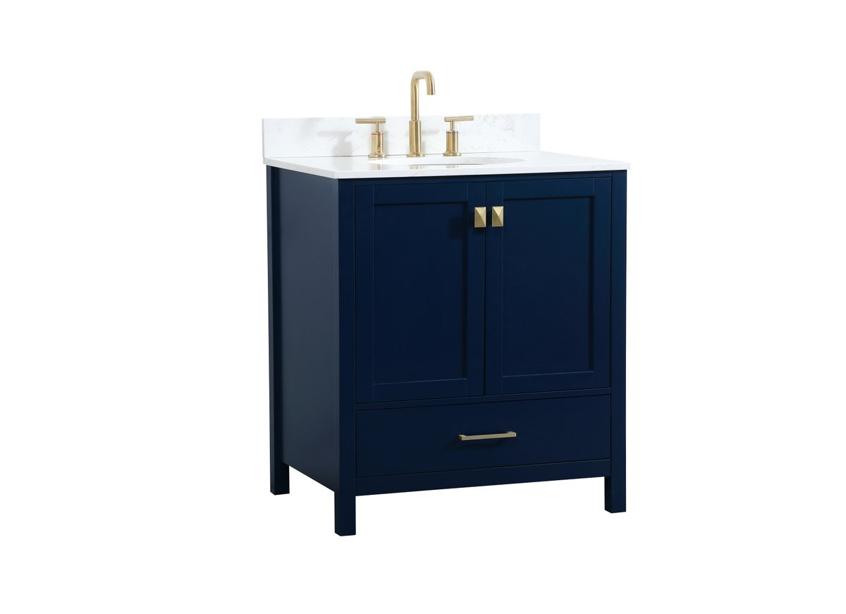 Elegant Decor VF18830BL-BS 30 inch single bathroom vanity in blue with backsplash
