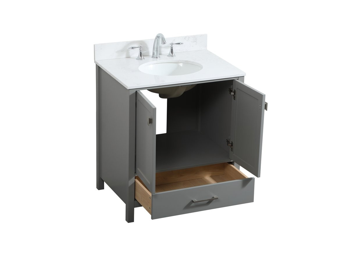 Elegant Decor VF18830GR-BS 30 inch single bathroom vanity in grey with backsplash