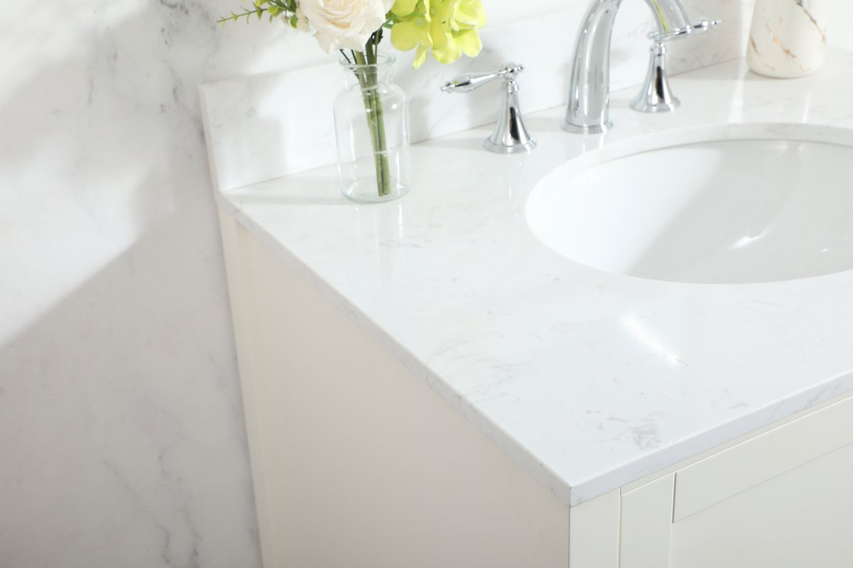 Elegant Decor VF18830WH-BS 30 inch single bathroom vanity in white with backsplash
