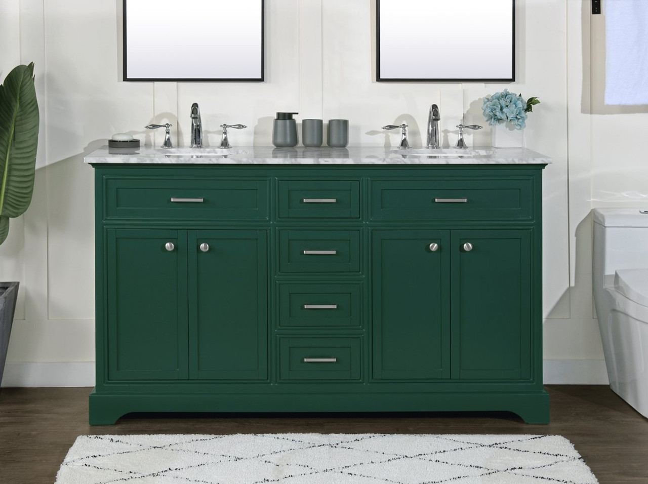 Elegant Decor VF15060DGN 60 inch single bathroom vanity in green