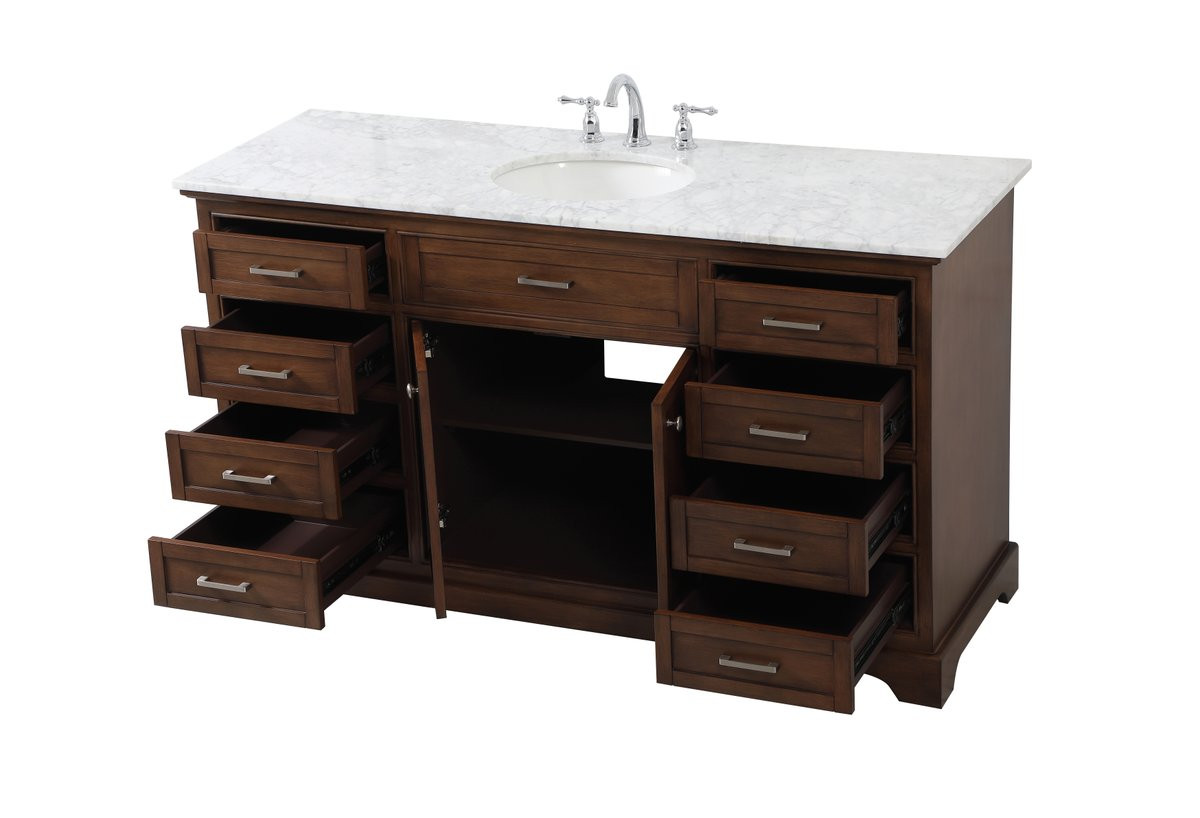 Elegant Decor VF15060TK 60 inch single bathroom vanity in teak