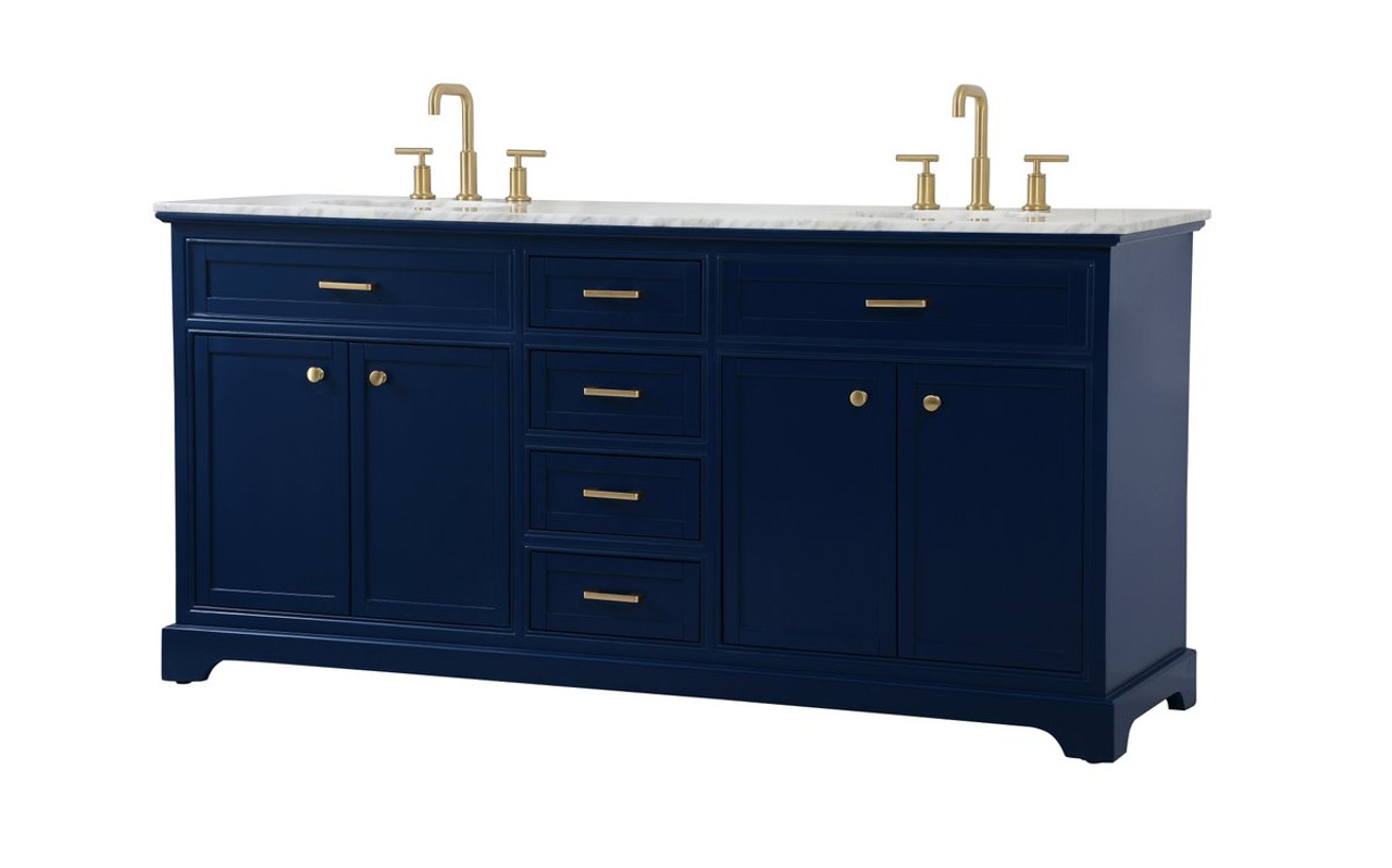 Elegant Decor VF15072DBL 72 inch double bathroom vanity in blue