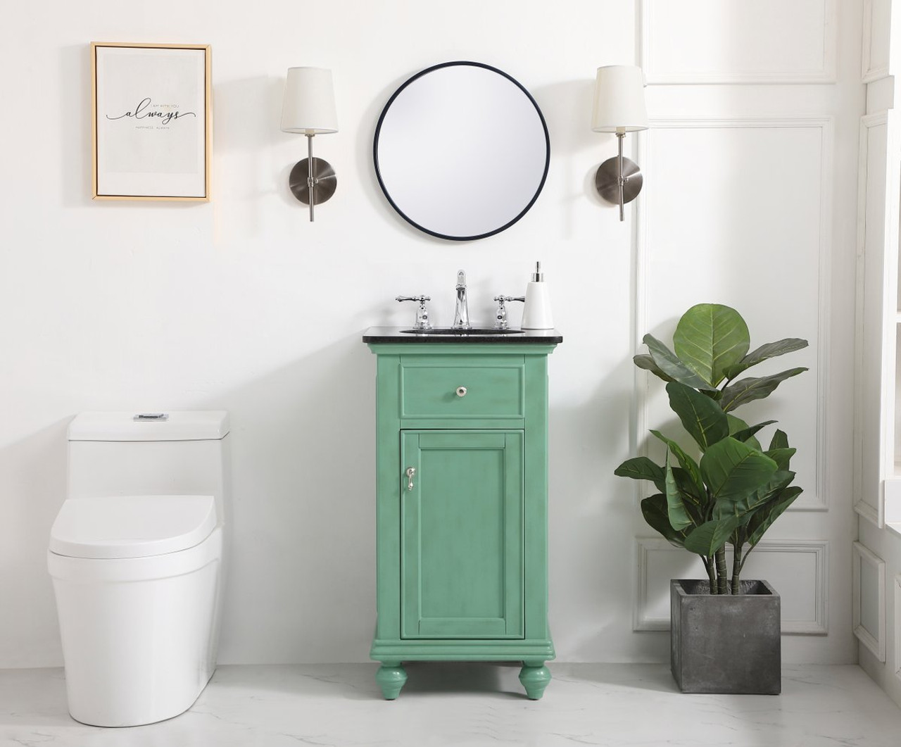 Elegant Decor VF12319VM 19 inch single bathroom vanity in vintage mint Elegant Decor VF12319VM 19 inch single bathroom vanity in vintage mint