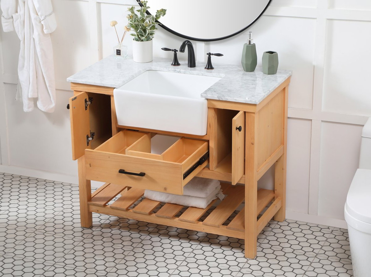 Elegant Decor VF60142NW 42 inch single bathroom vanity in natural wood Elegant Decor VF60142NW 42 inch single bathroom vanity in natural wood