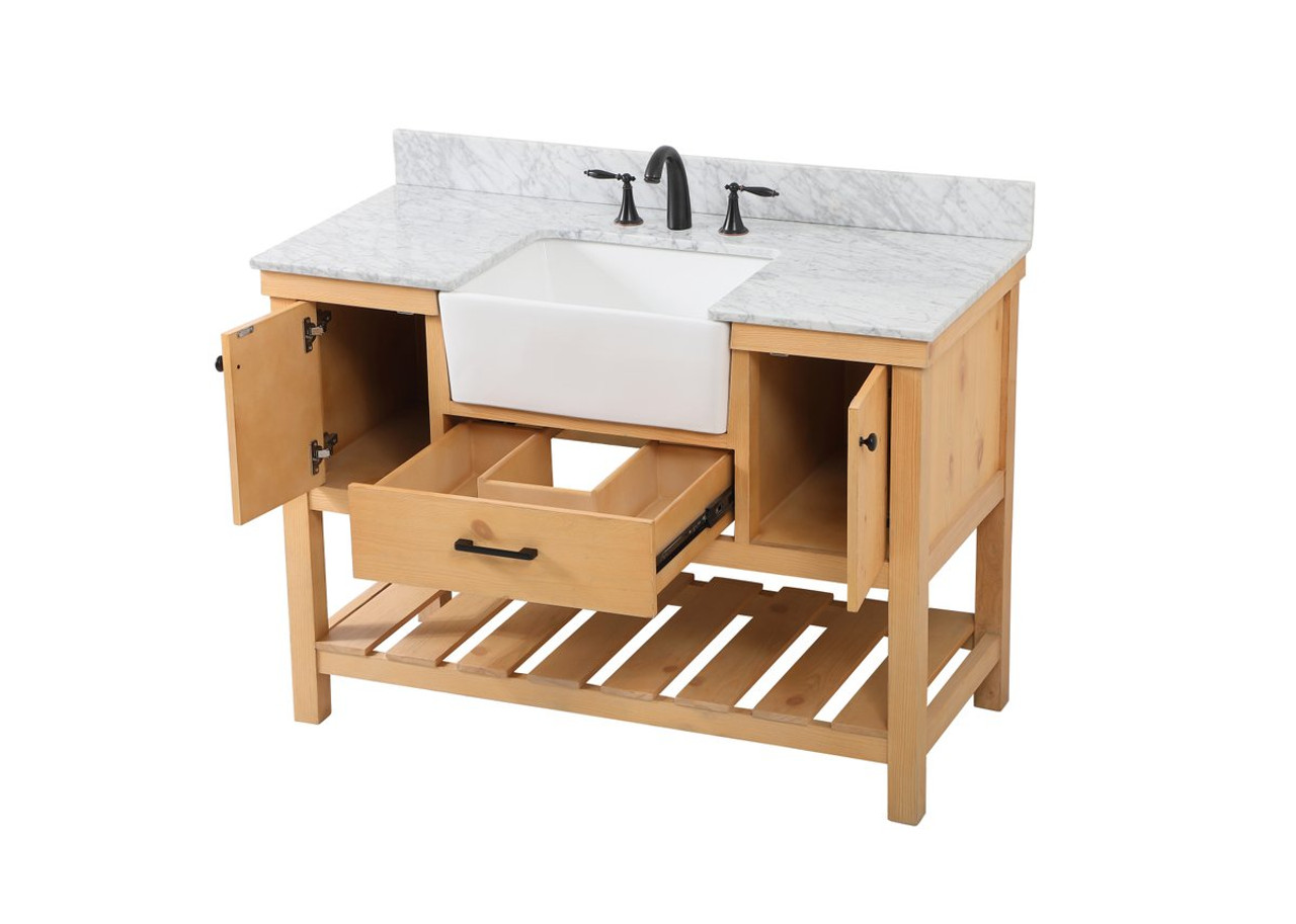 Elegant Decor VF60148NW-BS 48 inch single bathroom vanity in natural wood with backsplash