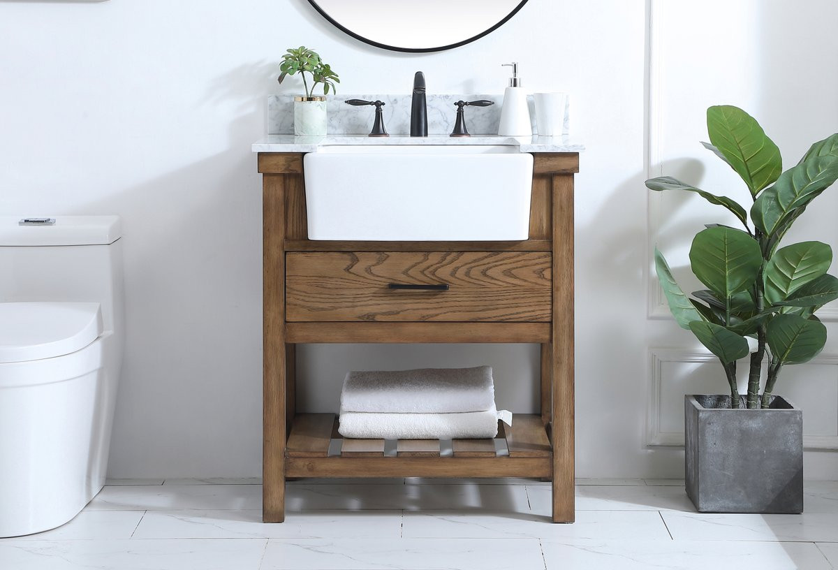 Elegant Decor VF60130DW-BS 30 inch single bathroom vanity in driftwood with backsplash