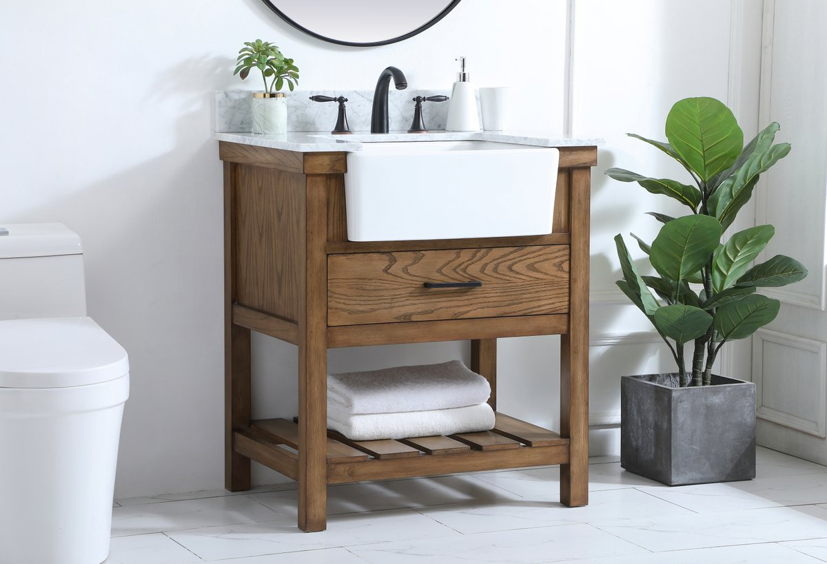 Elegant Decor VF60130DW-BS 30 inch single bathroom vanity in driftwood with backsplash