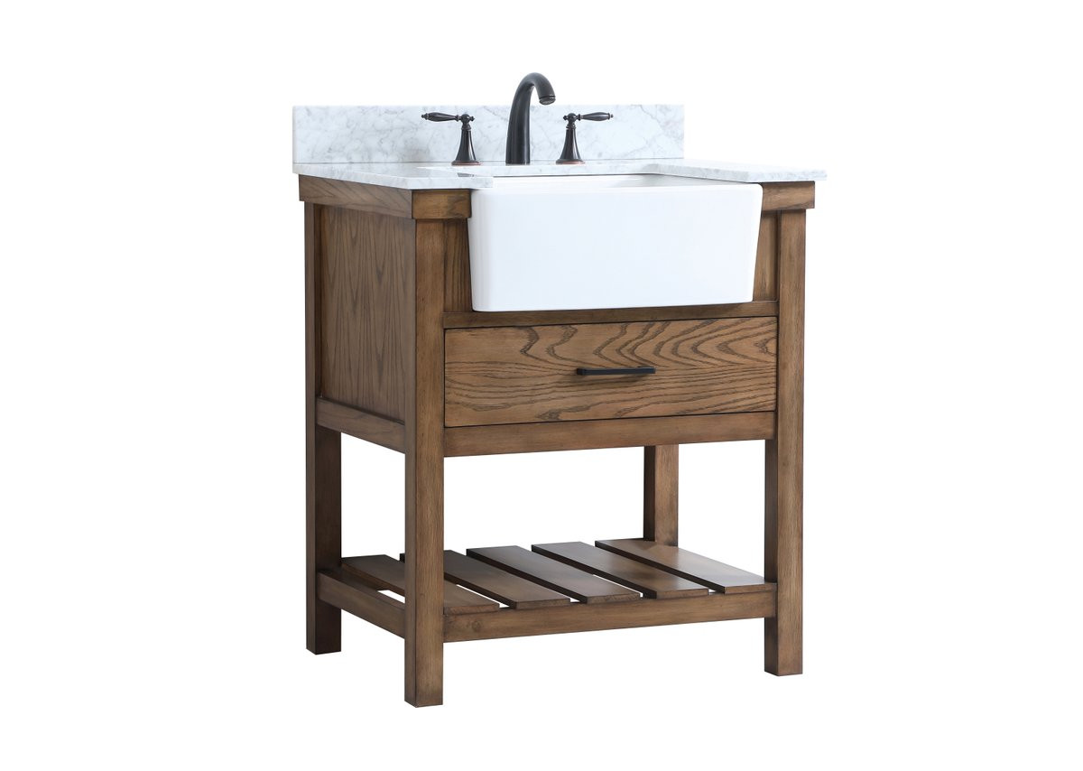 Elegant Decor VF60130DW-BS 30 inch single bathroom vanity in driftwood with backsplash