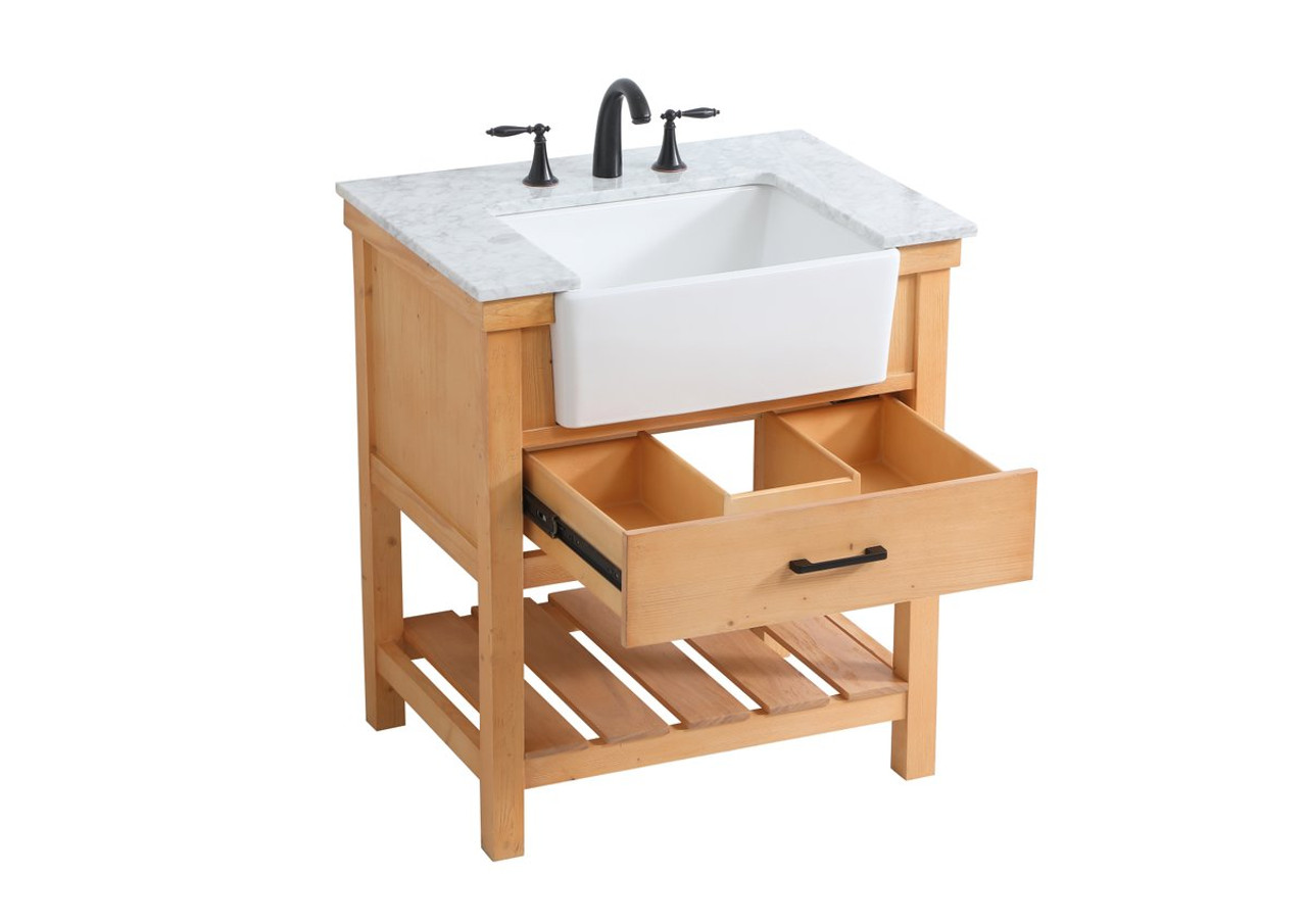 Elegant Decor VF60130NW 30 inch single bathroom vanity in natural wood