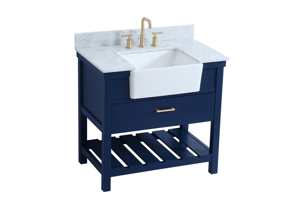 Elegant Decor VF60136BL-BS 36 inch single bathroom vanity in blue with backsplash Elegant Decor VF60136BL-BS 36 inch single bathroom vanity in blue with backsplash