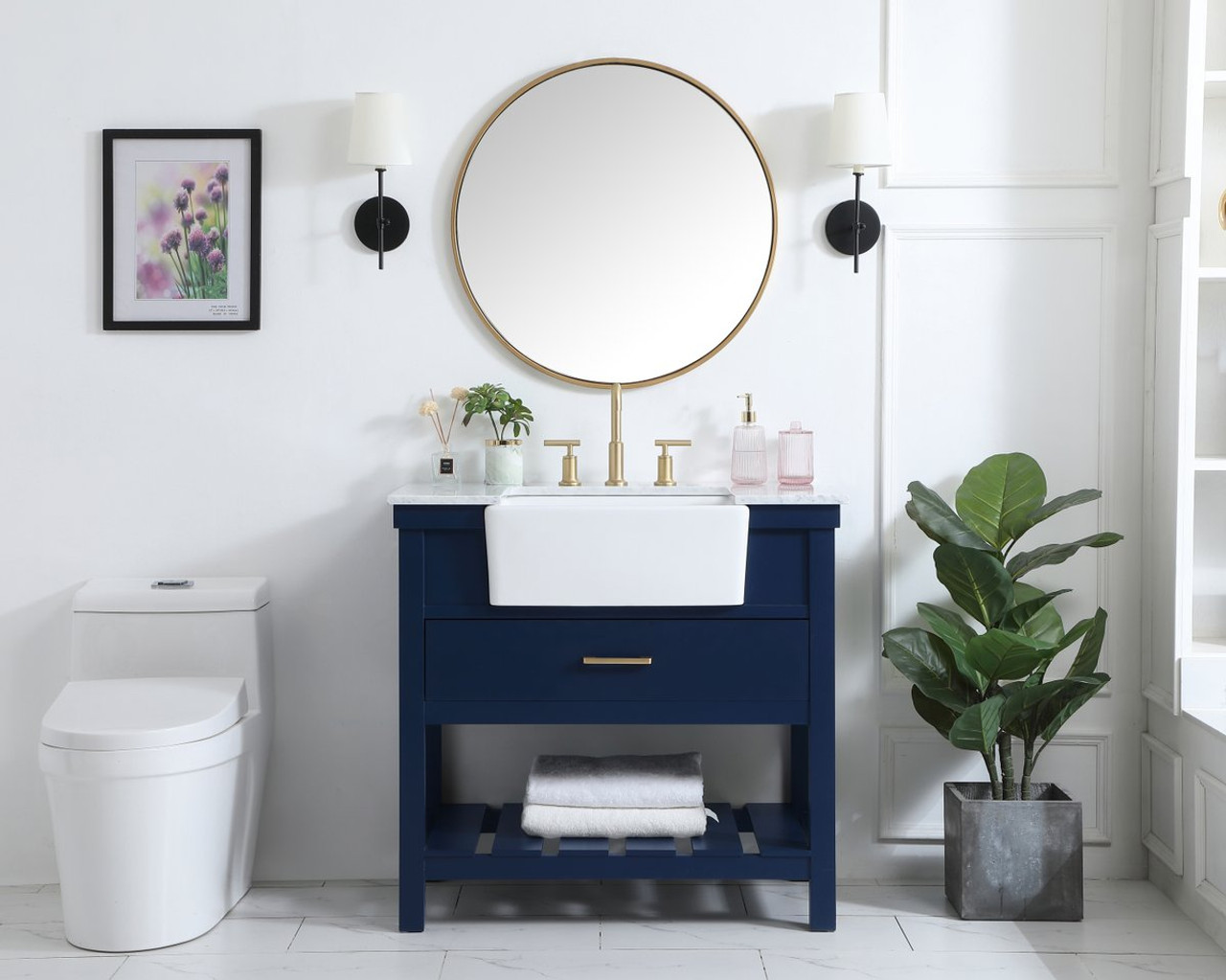 Elegant Decor VF60136BL 36 inch single bathroom vanity in blue