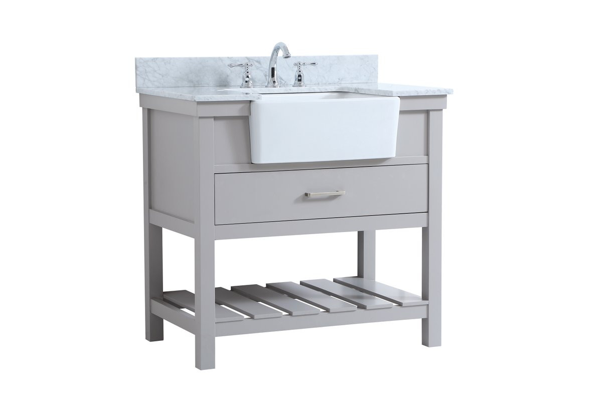 Elegant Decor VF60136GR-BS 36 inch single bathroom vanity in grey with backsplash
