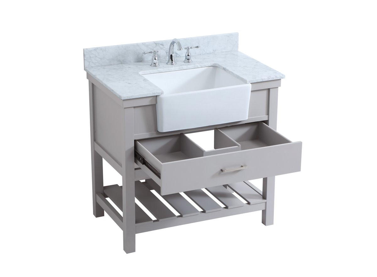 Elegant Decor VF60136GR-BS 36 inch single bathroom vanity in grey with backsplash