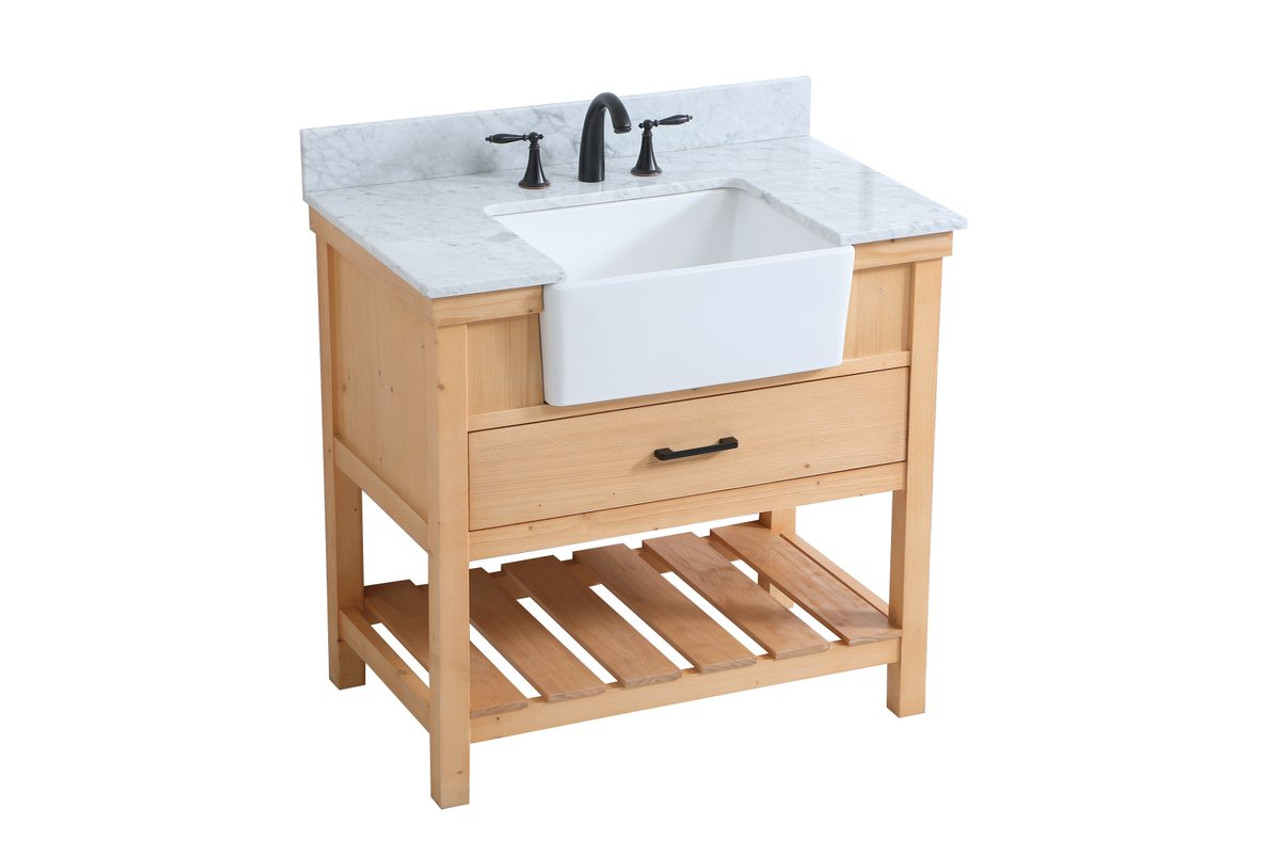 Elegant Decor VF60136NW-BS 36 inch single bathroom vanity in natural wood with backsplash Elegant Decor VF60136NW-BS 36 inch single bathroom vanity in natural wood with backsplash