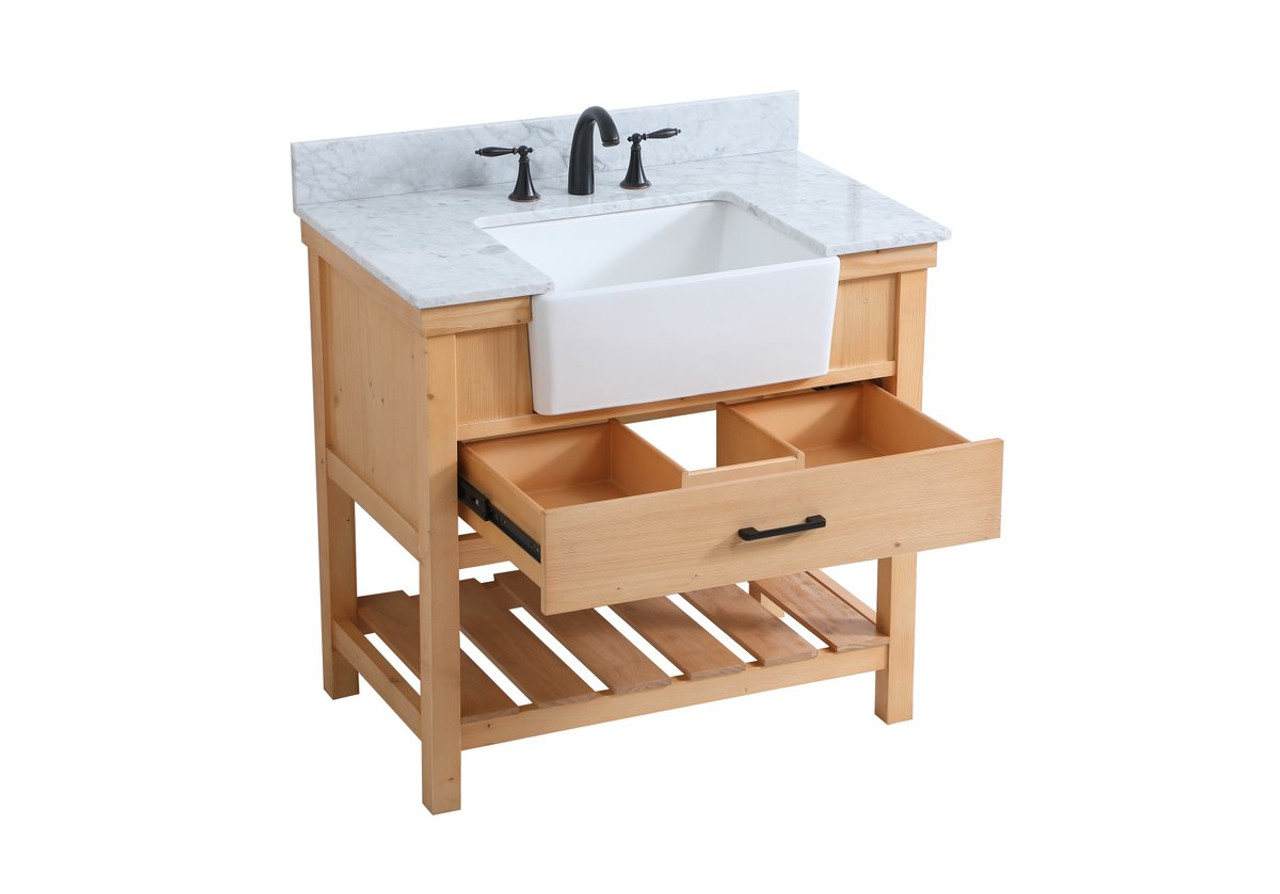 Elegant Decor VF60136NW-BS 36 inch single bathroom vanity in natural wood with backsplash Elegant Decor VF60136NW-BS 36 inch single bathroom vanity in natural wood with backsplash