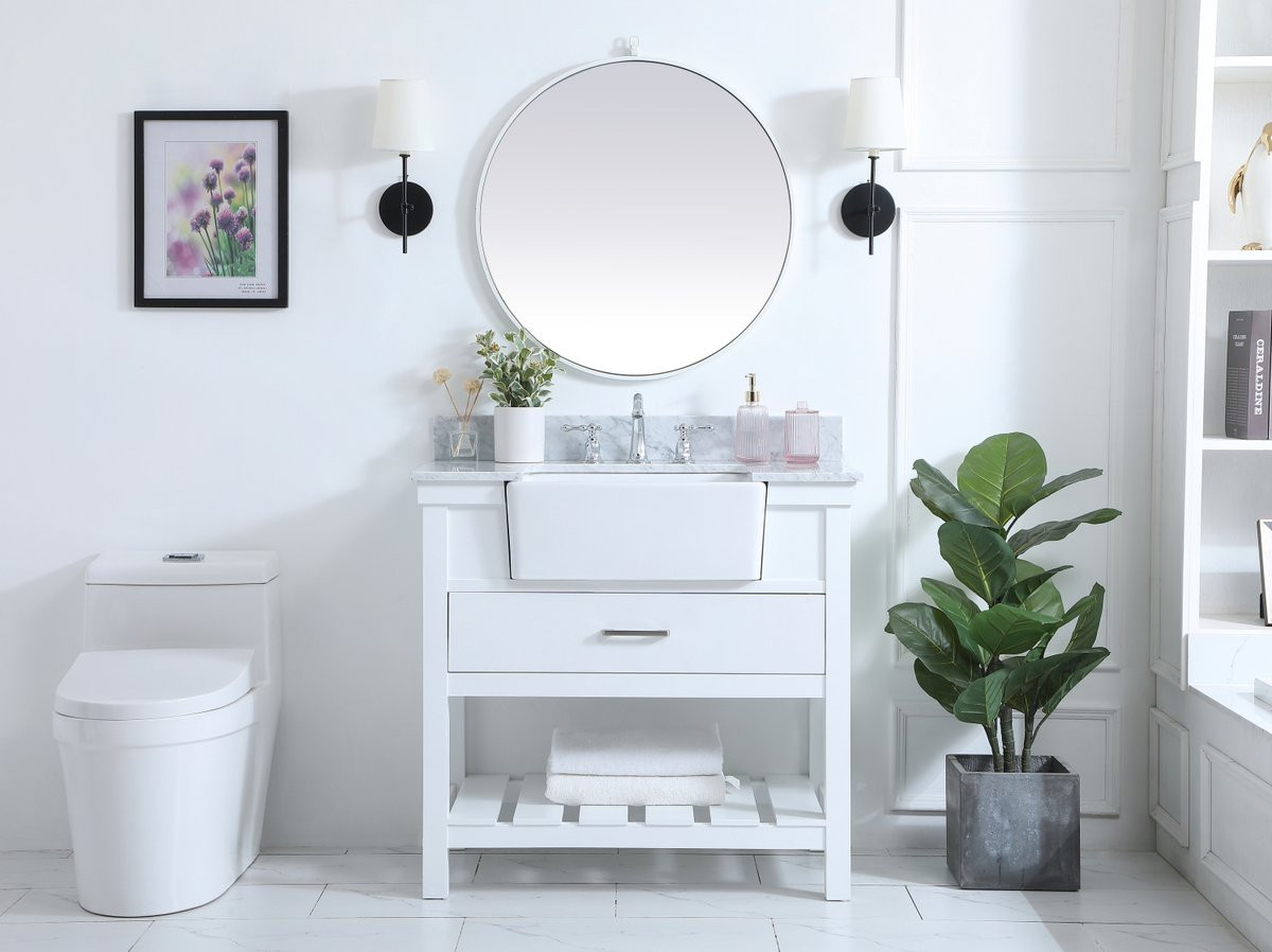 Elegant Decor VF60136WH-BS 36 inch single bathroom vanity in white with backsplash