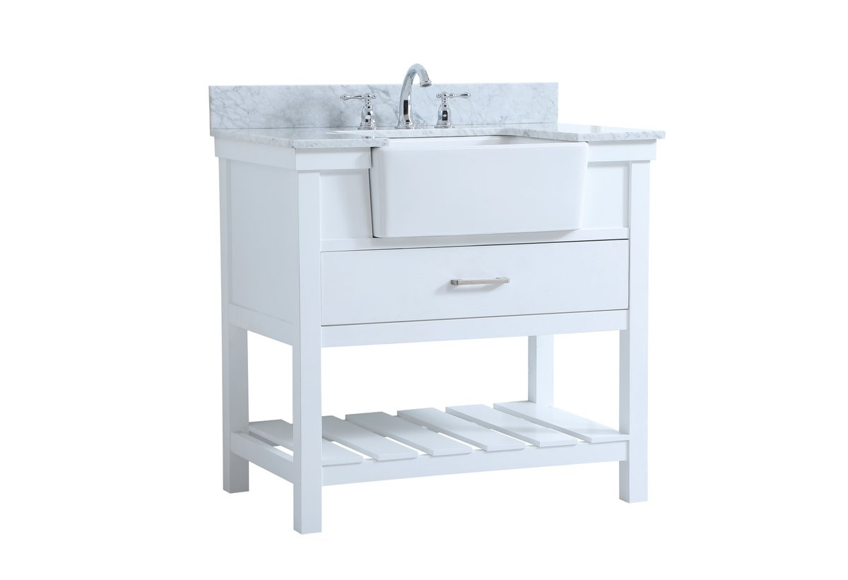 Elegant Decor VF60136WH-BS 36 inch single bathroom vanity in white with backsplash