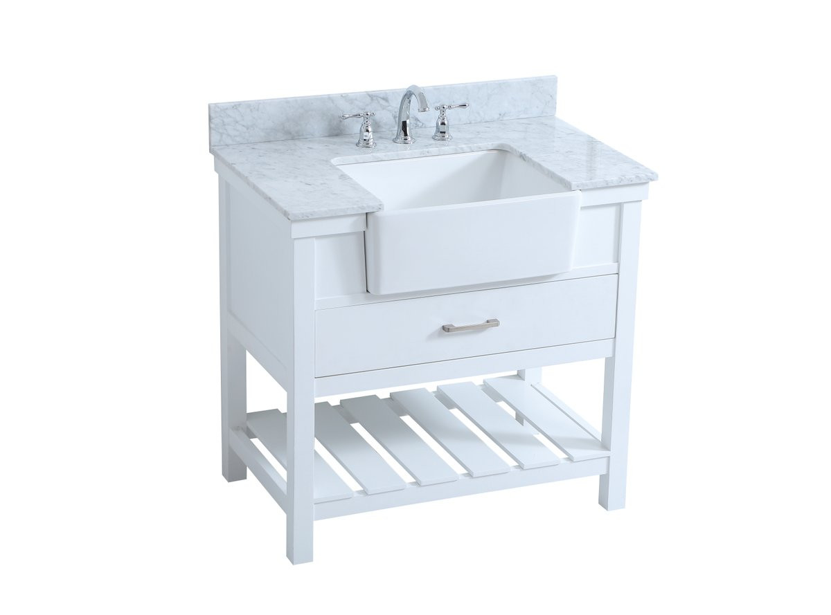 Elegant Decor VF60136WH-BS 36 inch single bathroom vanity in white with backsplash