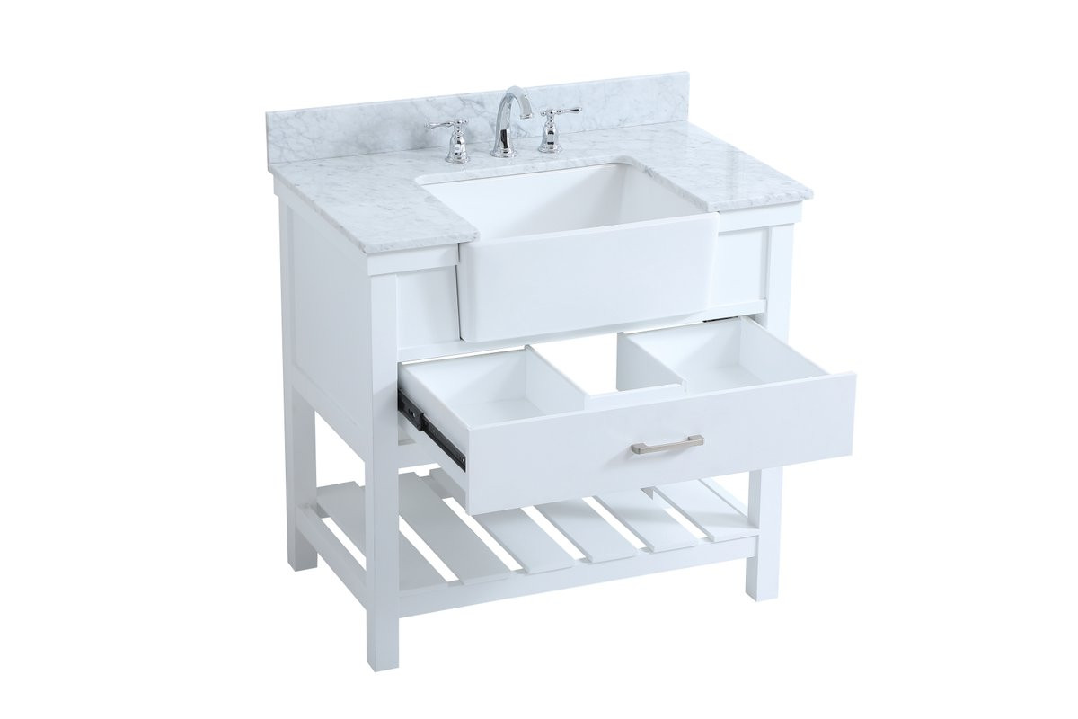 Elegant Decor VF60136WH-BS 36 inch single bathroom vanity in white with backsplash