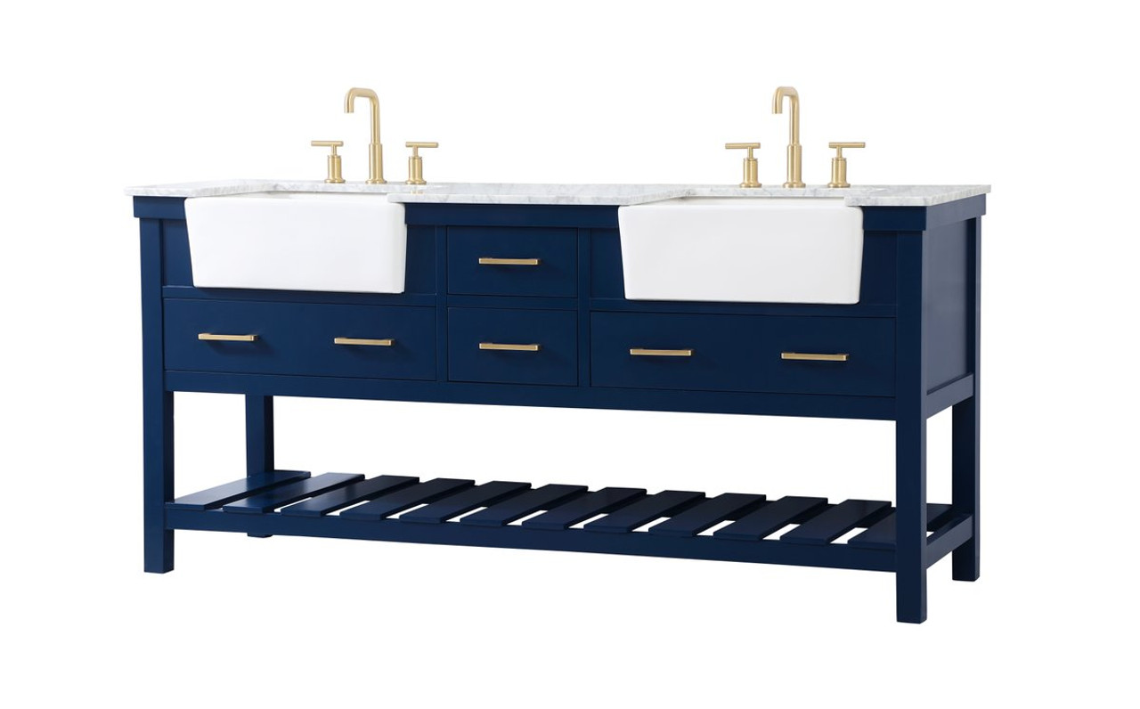 Elegant Decor VF60172DBL 72 inch double bathroom vanity in blue