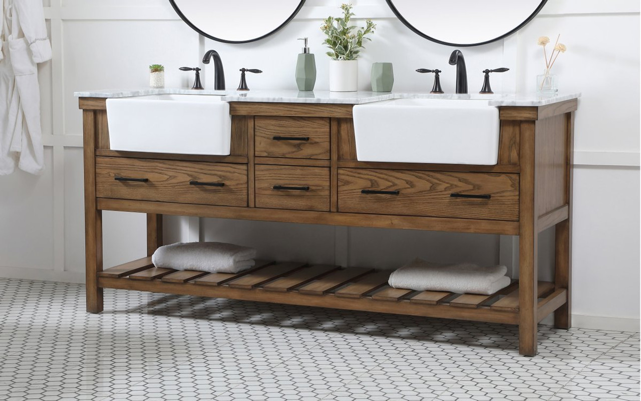 Elegant Decor VF60172DDW 72 inch double bathroom vanity in driftwood Elegant Decor VF60172DDW 72 inch double bathroom vanity in driftwood