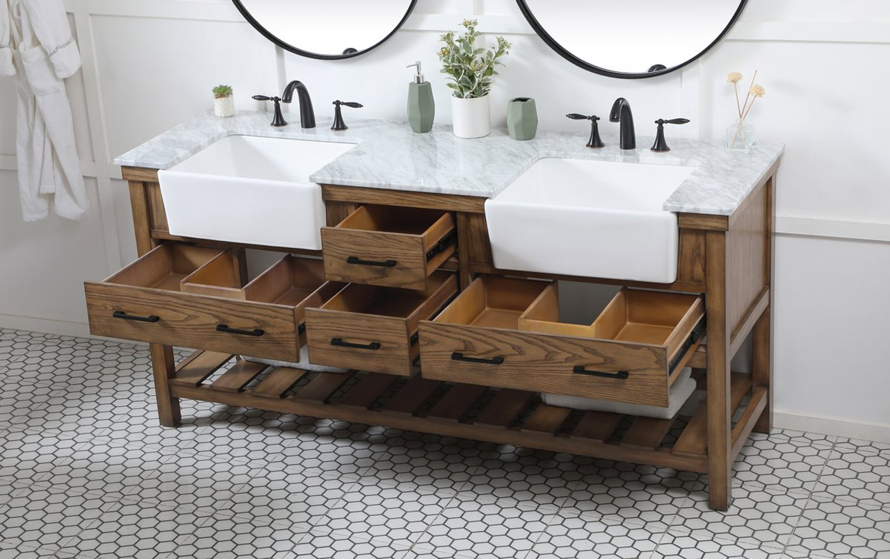 Elegant Decor VF60172DDW 72 inch double bathroom vanity in driftwood Elegant Decor VF60172DDW 72 inch double bathroom vanity in driftwood