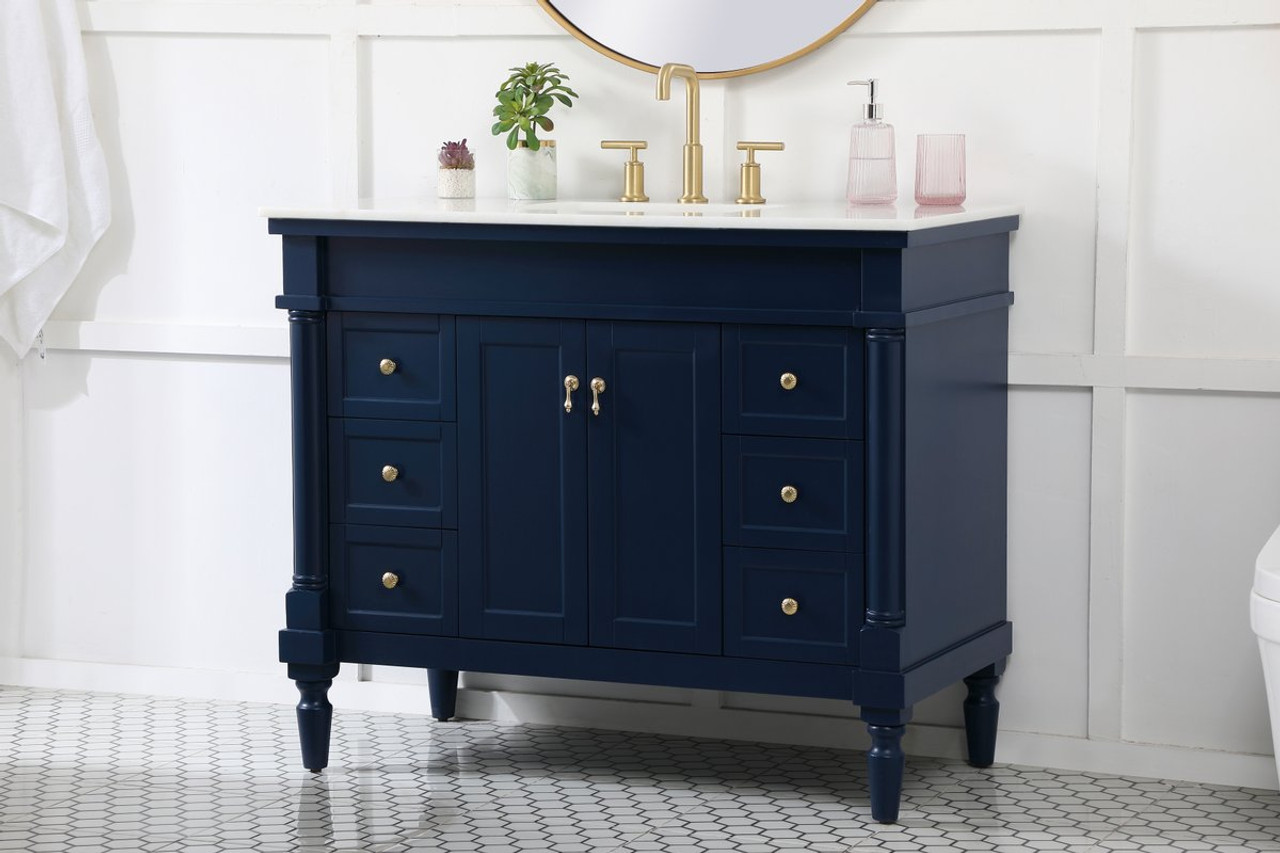 Elegant Decor VF13042BL 42 inch single bathroom vanity in blue Elegant Decor VF13042BL 42 inch single bathroom vanity in blue