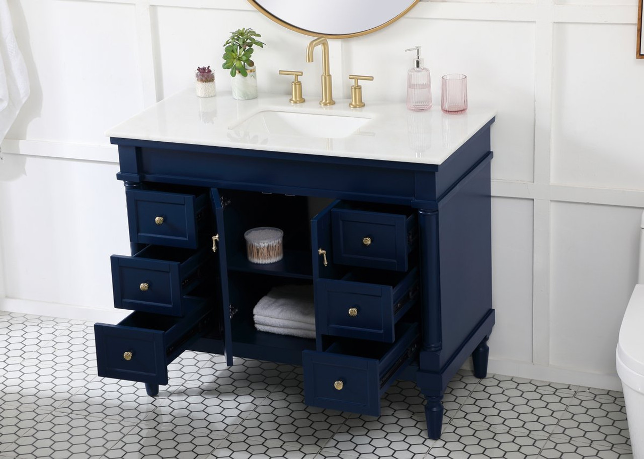 Elegant Decor VF13042BL 42 inch single bathroom vanity in blue Elegant Decor VF13042BL 42 inch single bathroom vanity in blue