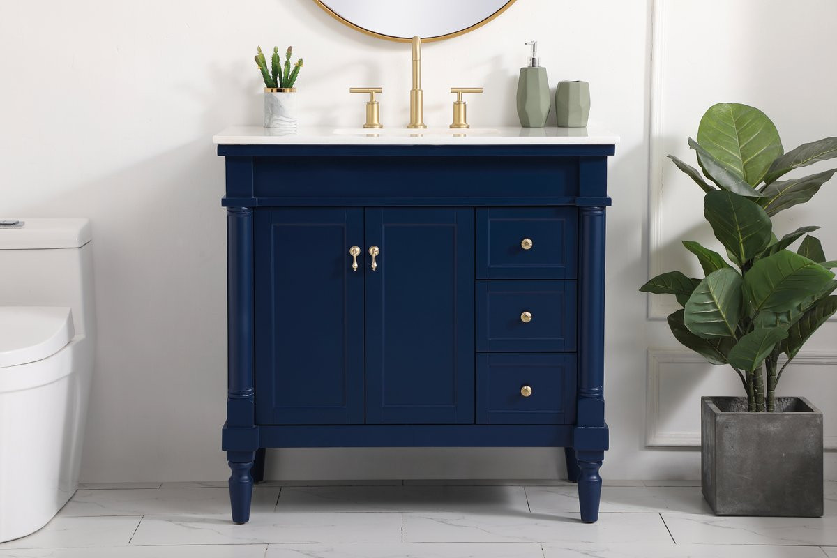 Elegant Decor VF13036BL 36 inch single bathroom vanity in blue