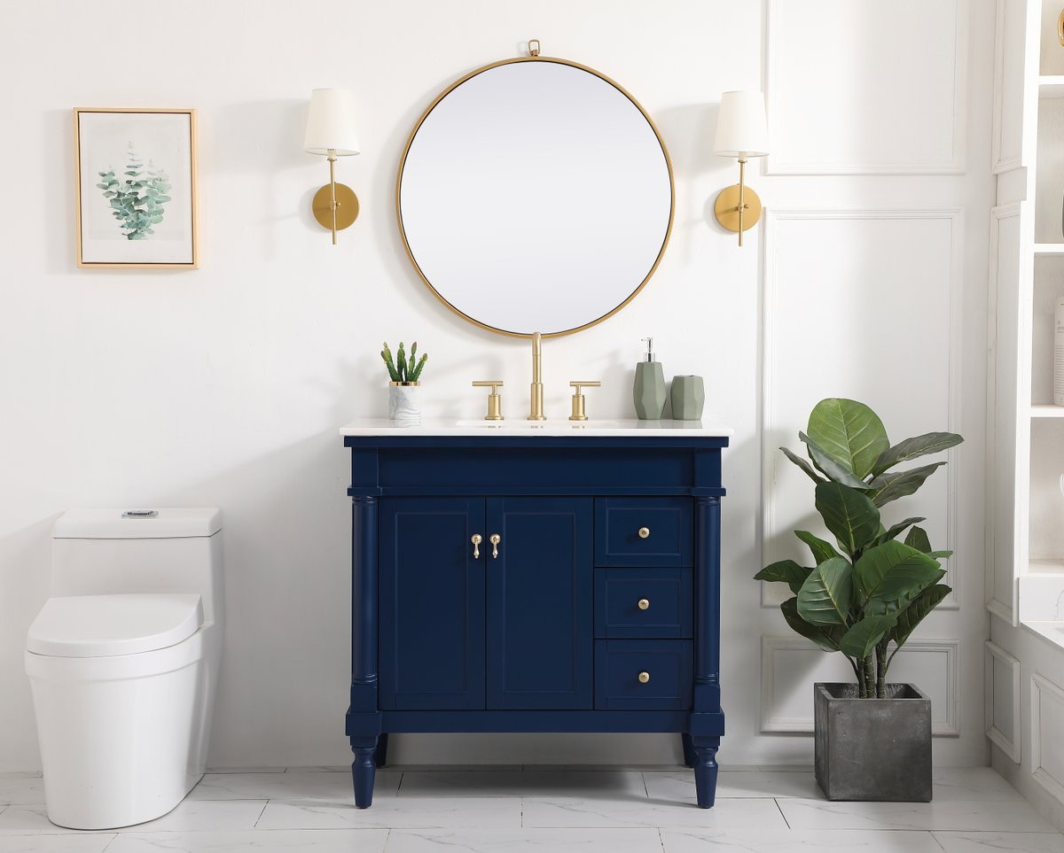 Elegant Decor VF13036BL 36 inch single bathroom vanity in blue