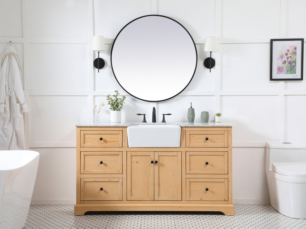 Elegant Decor VF60260NW 60 inch single bathroom vanity in natural wood