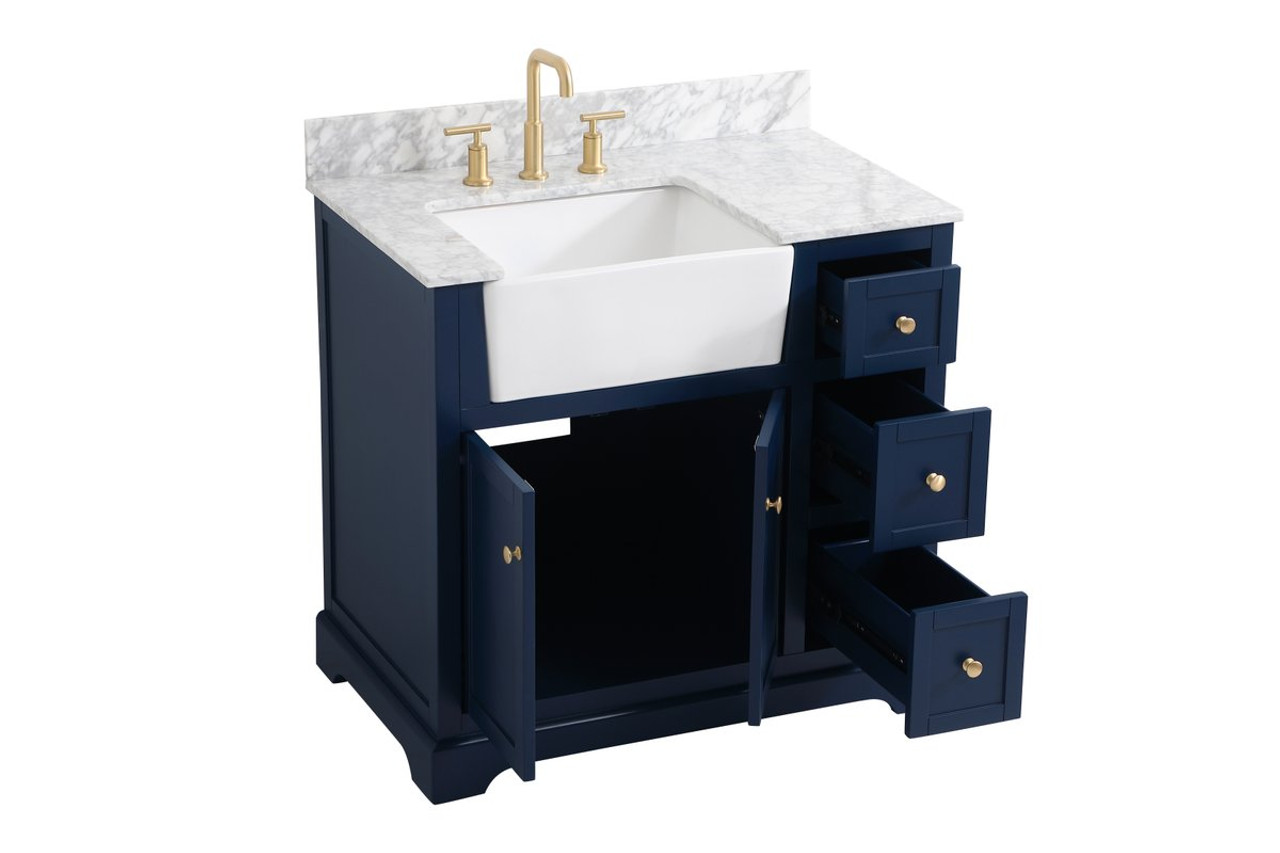Elegant Decor VF60236BL-BS 36 inch single bathroom vanity in blue with backsplash Elegant Decor VF60236BL-BS 36 inch single bathroom vanity in blue with backsplash