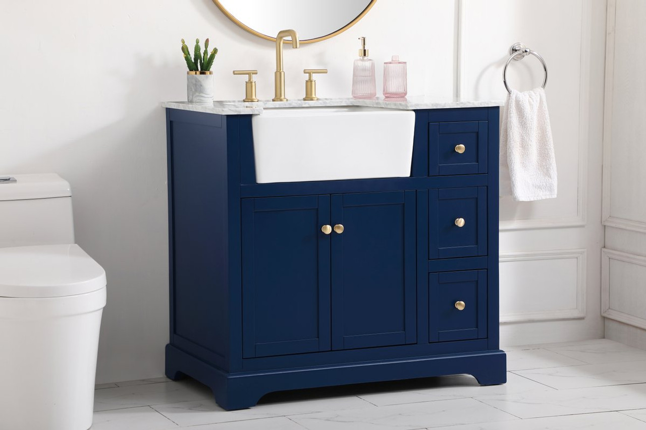Elegant Decor VF60236BL 36 inch single bathroom vanity in blue Elegant Decor VF60236BL 36 inch single bathroom vanity in blue
