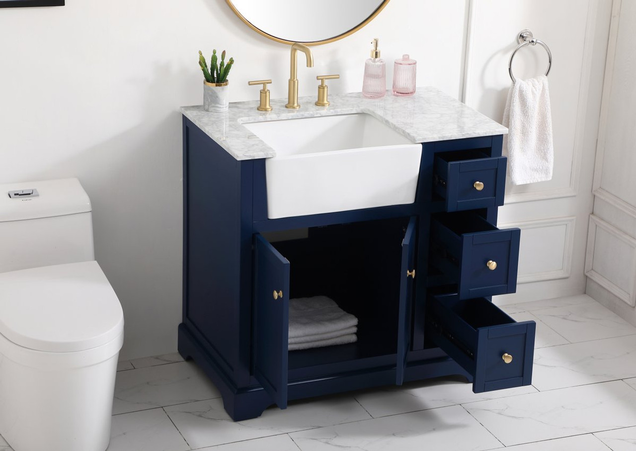 Elegant Decor VF60236BL 36 inch single bathroom vanity in blue Elegant Decor VF60236BL 36 inch single bathroom vanity in blue