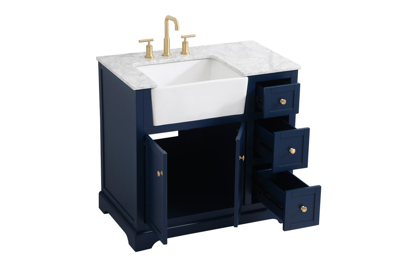 Elegant Decor VF60236BL 36 inch single bathroom vanity in blue Elegant Decor VF60236BL 36 inch single bathroom vanity in blue