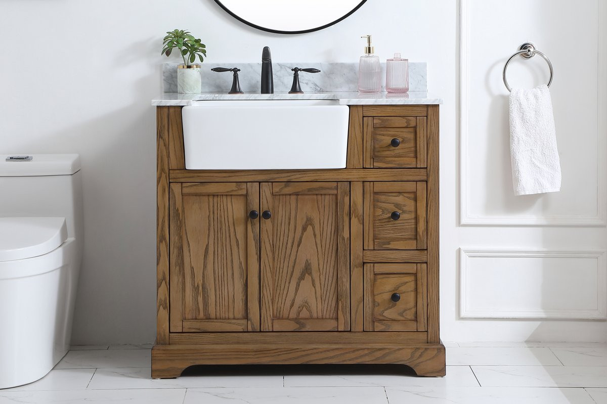 Elegant Decor VF60236DW-BS 36 inch single bathroom vanity in driftwood with backsplash