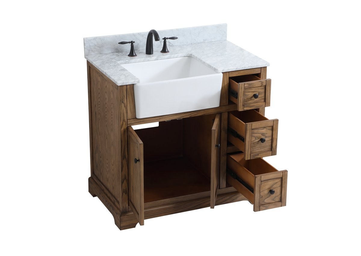 Elegant Decor VF60236DW-BS 36 inch single bathroom vanity in driftwood with backsplash